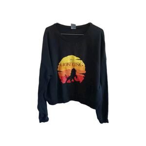 Disney Lion King Sweater, Woman's XL Black Sunrise Silhouette, Crop, EUC